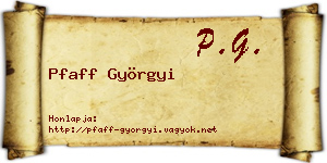 Pfaff Györgyi névjegykártya